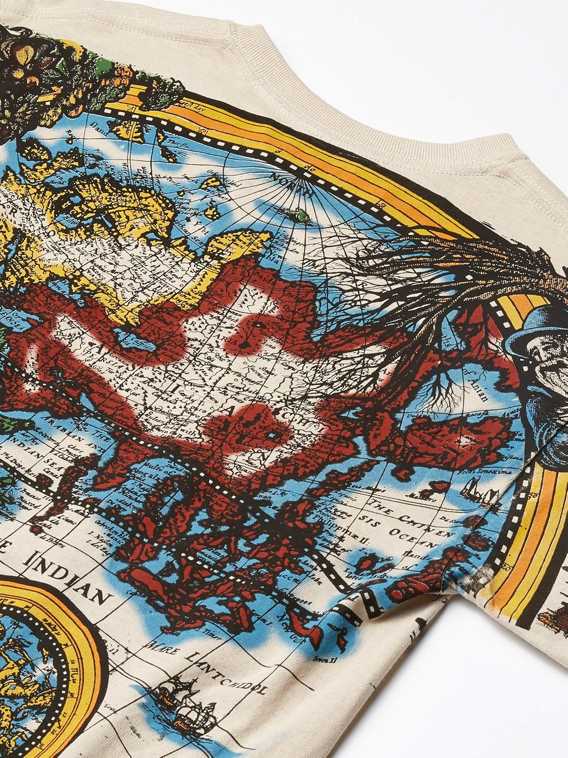 Liquid Blue Unisex Adult Old World Map T-Shirt