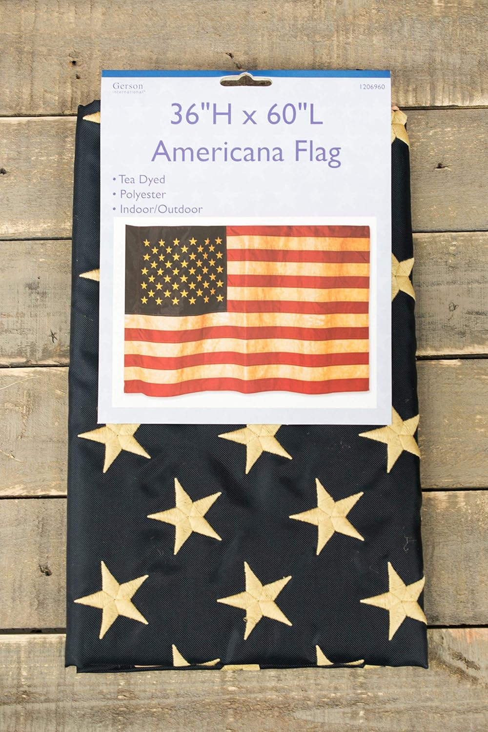 Gerson Primitive American Flag - Prim Tea Dyed Americana Flag 3x5 Ft