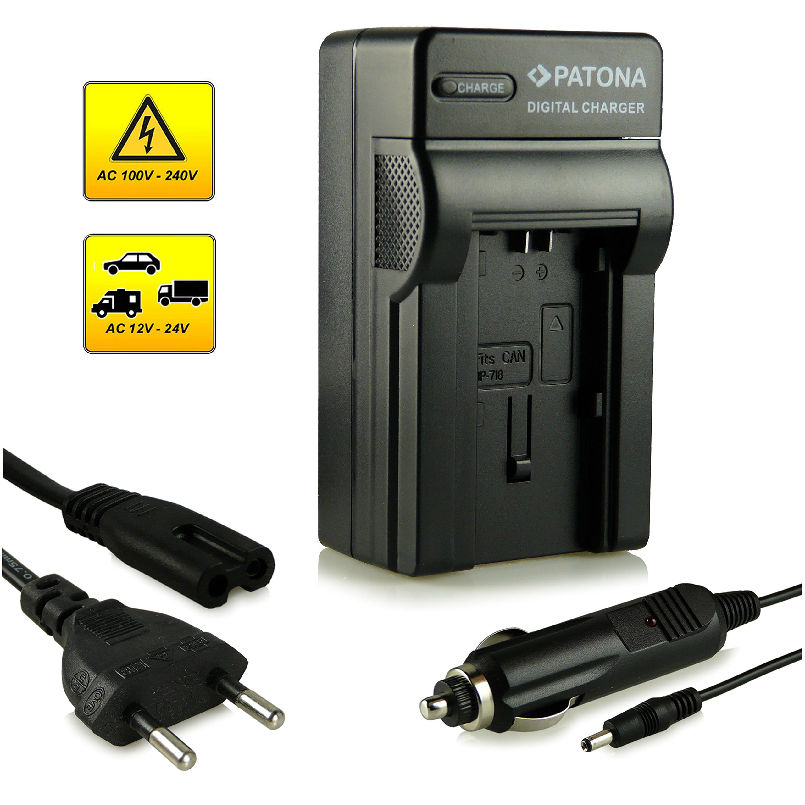 PATONA 3in1 Caricabatteria + Batteria BP-727 2400mAh – Ricambio per Canon BP-727 – per Legria HF M52 M56 M506, R38 R46 R57 R306 R406 R506 R606 R706, Vixia HF M500 R300 R400 R500 – set da viaggio