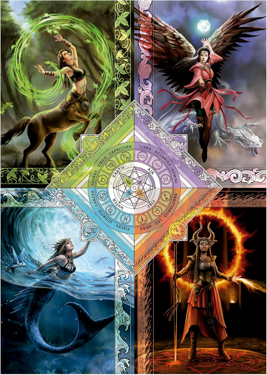 Educa - Elemental Magic Star Chart, Anne Stokes | 1500 Piece Puzzle for Adults. Measurements: 33,46" x 23,62". 14 Years Old (19941)