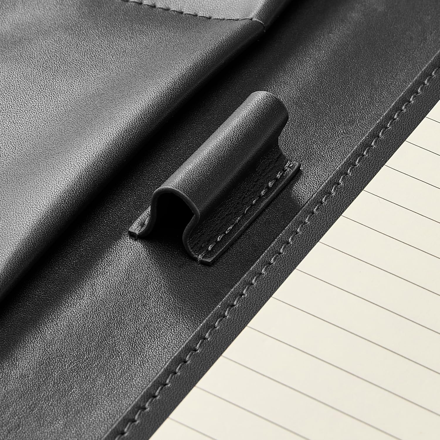 Gallaway Leather Genuine Leather Zippered Portfolio Organizer, Executive Business Binder Padfolio for Men and Women, Holder for Notebook Planner,Resume,Documents,Cards and iPad (Black)