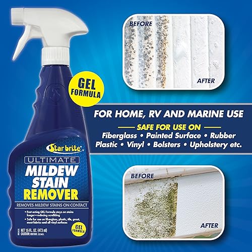 Miniatura 3 de STAR BRITE Ultimate Mildew Stain Remover - Fórmula de gel de acción rápida que se mantiene en las manchas por más tiempo para reducir el lavado de