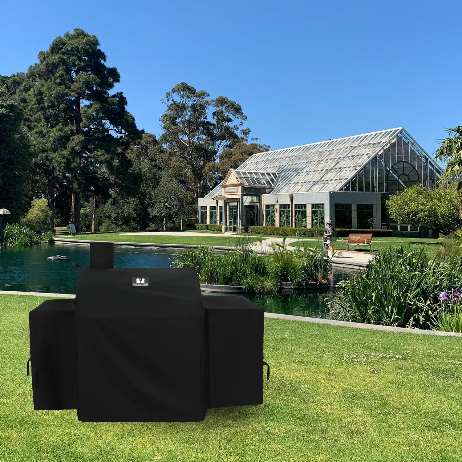 SUPJOYES Grill Cover for Char-Griller Smokin' Champ Grill, 600D Heavy Duty Waterproof Chargriller Offset Smoker Covers, Outdoor BBQ Accessories