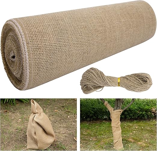 15.7in x 19.7ft Natural Burlap Tree Wrap Rolls Burlap Fabric Tree