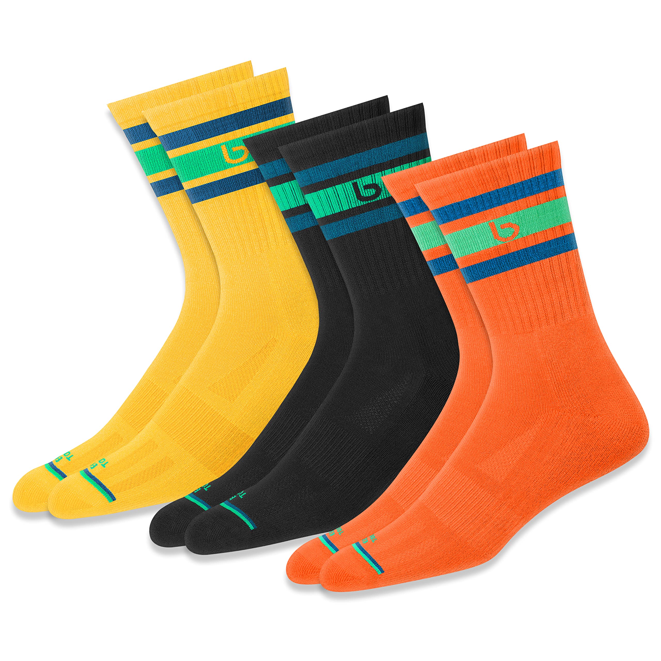 BAMBOS Men's Bamboo Sports Crew Socks for Running & Gym, Pack of 3, Free Size