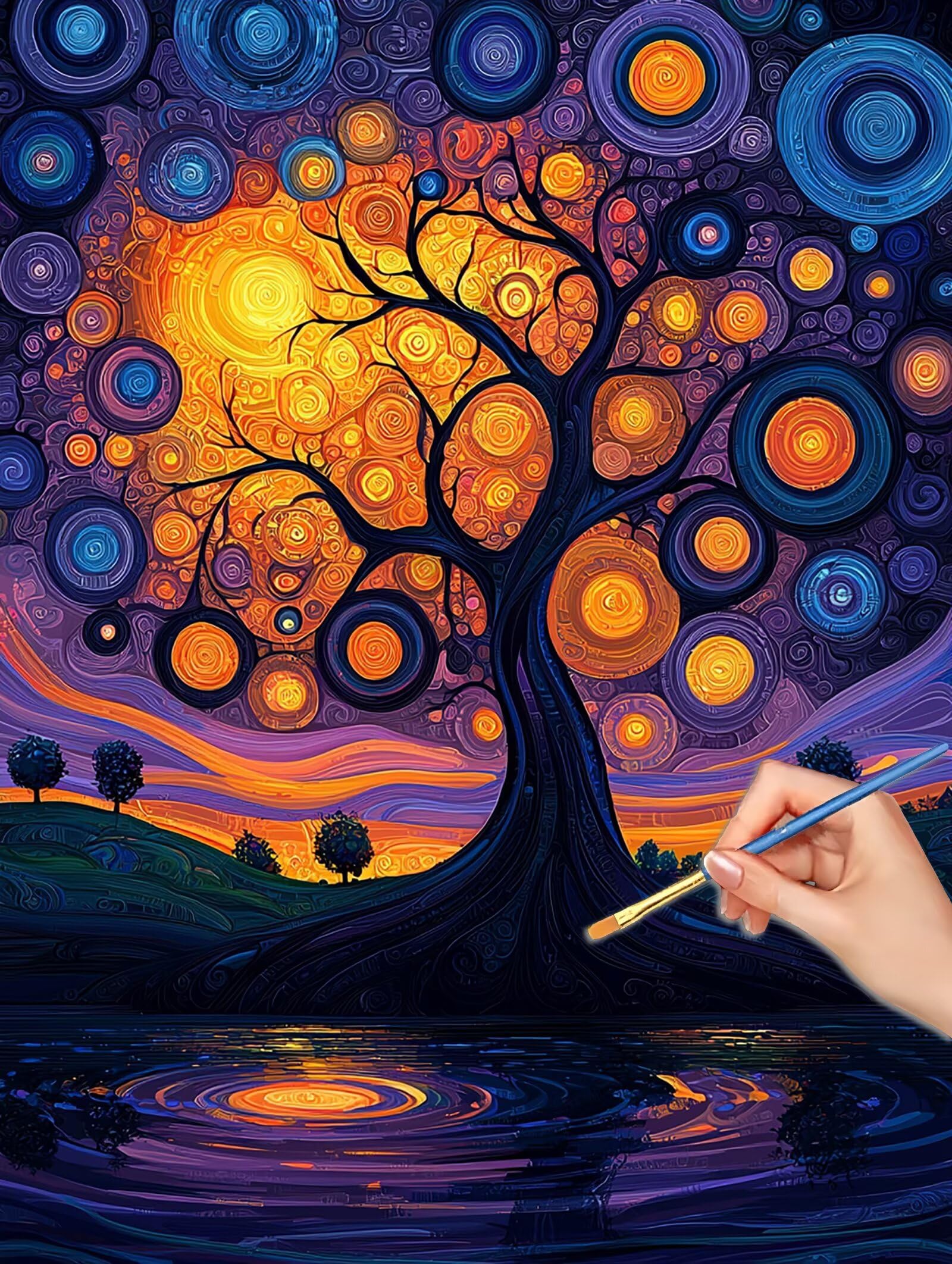 Maluj według numerów dla dorosłych kolor, rzemiosło dla dorosłych drzewo życia Paint by Numbers zestawy, obrazy do malowania według numerów zestaw z pędzlami i farbami akrylowymi, dekoracja domu