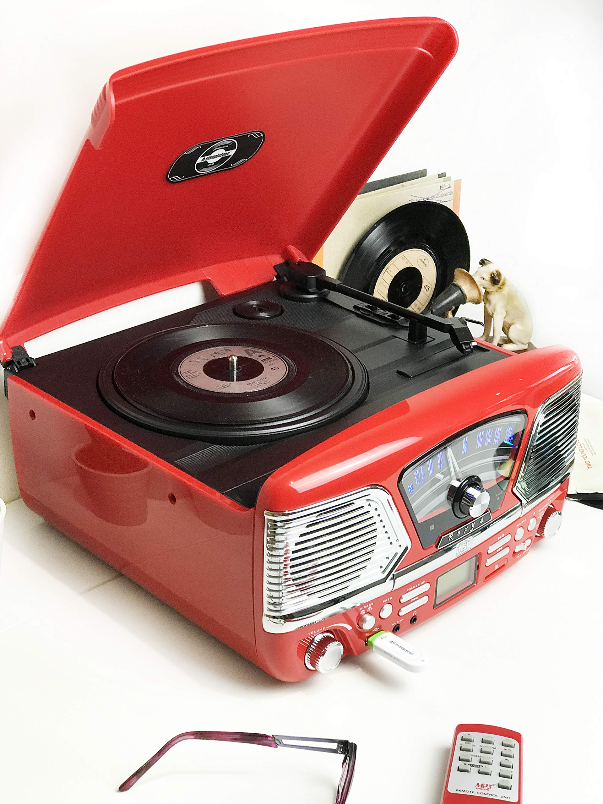 Steepletone ROXY 4 (Red) 1960s Retro Style Record Player: Amazon