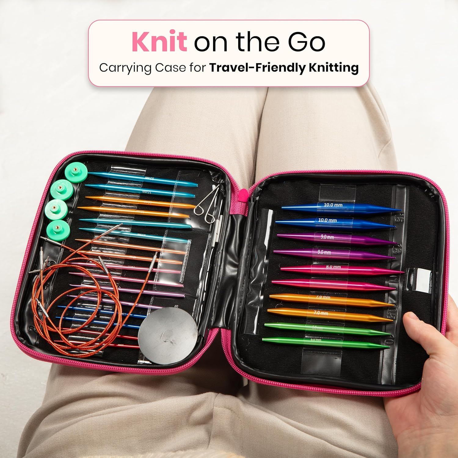 Versatile Interchangeable Circular Knitting Needles - 13 Aluminium Alloy Interchangeable Needles, 4 Durable Cables, Perfect for Beginners & Experts