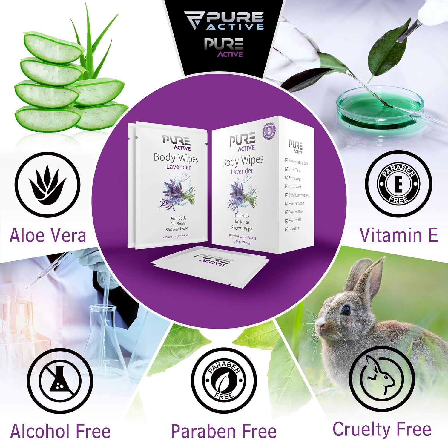 Blасk Frіdау Clеаrаnсе Shower Body and Face Cleansing Wipes for Women and Men, New 2020 Pure Active 40 XL + 20 Mini Individually Wrapped Personal Hygiene Solution to Keep Clean After Gym Travel Camping Outdoors Sports (Lavender)) (Lavender 40+20, 60 Pack)