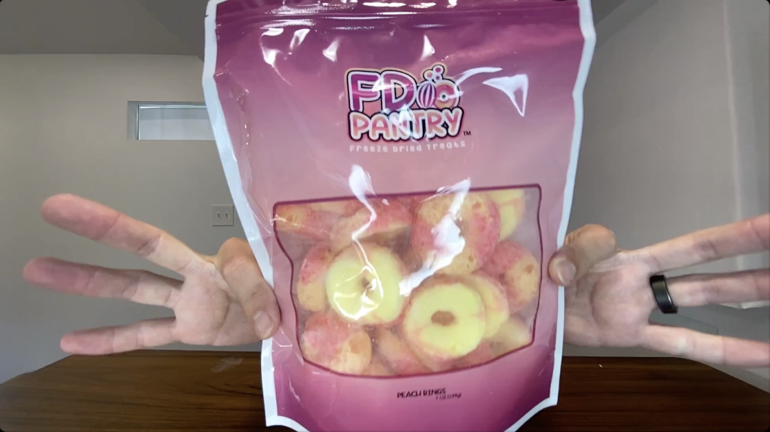Taste Test FDPantry Freeze Dried Peach Rings Candy