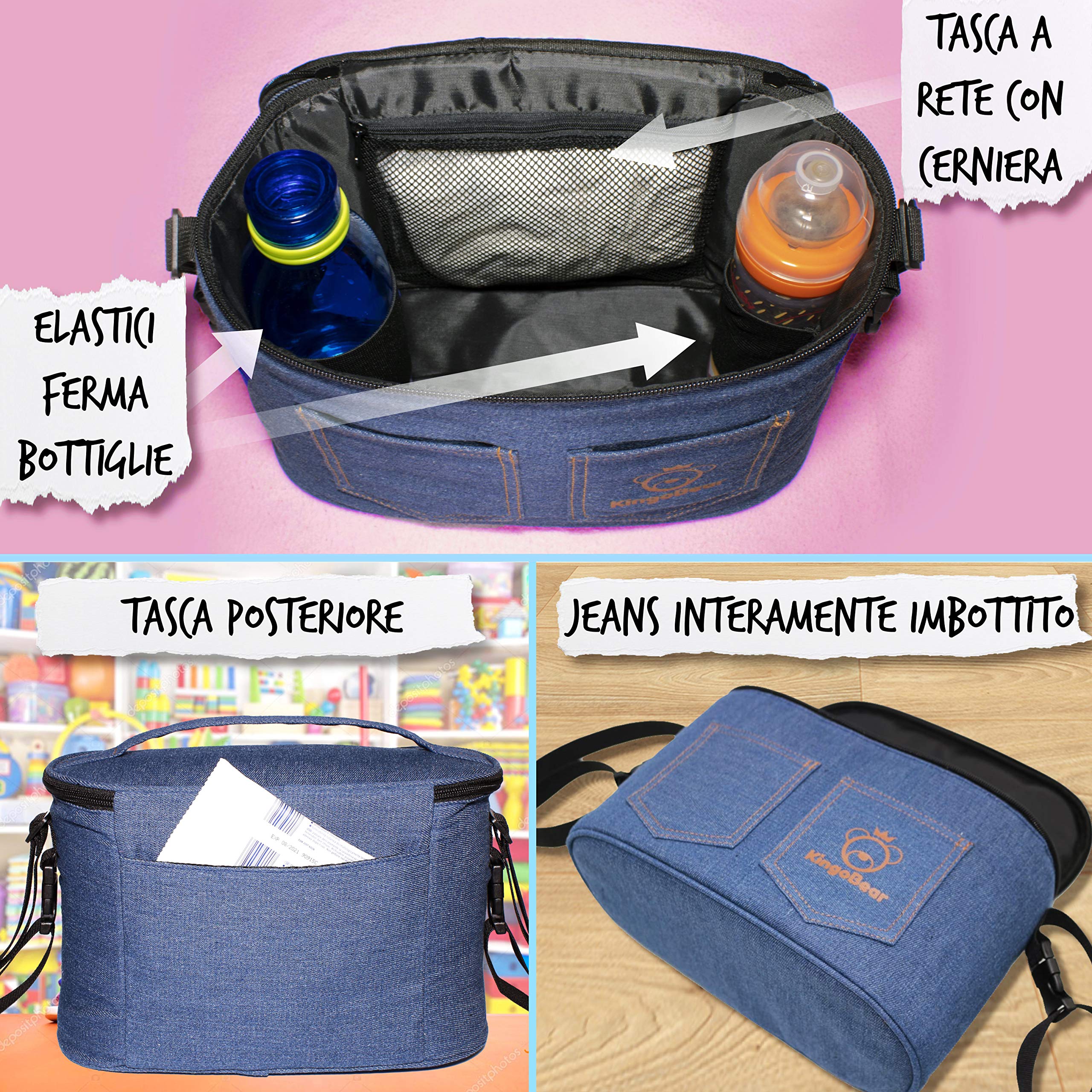 Borsa Passeggino Universale - Grande Capacità, Antiscivolo, Per Latte, Pannolini, Cellulare - Foto 5