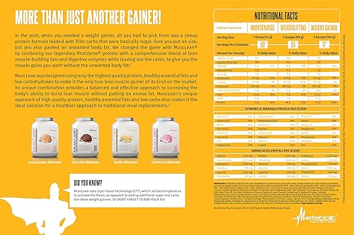 Miniatura 4 de Metabolic Nutrition - Musclean - Batido, reemplazo de comidas con alto contenido de proteínas de suero de leche, nutrición de mantenimiento, baja en