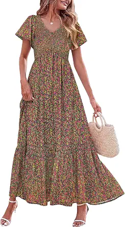 PRETTYGARDEN Women's Summer Floral Boho Maxi Dress