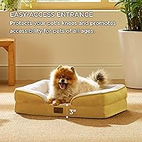 Vista 330 de Bedsure - Cama ortopédica XXL para perros, sofá cama lavable para perros gigantes, espuma de soporte con funda extraíble y lavable, forro Marrón
