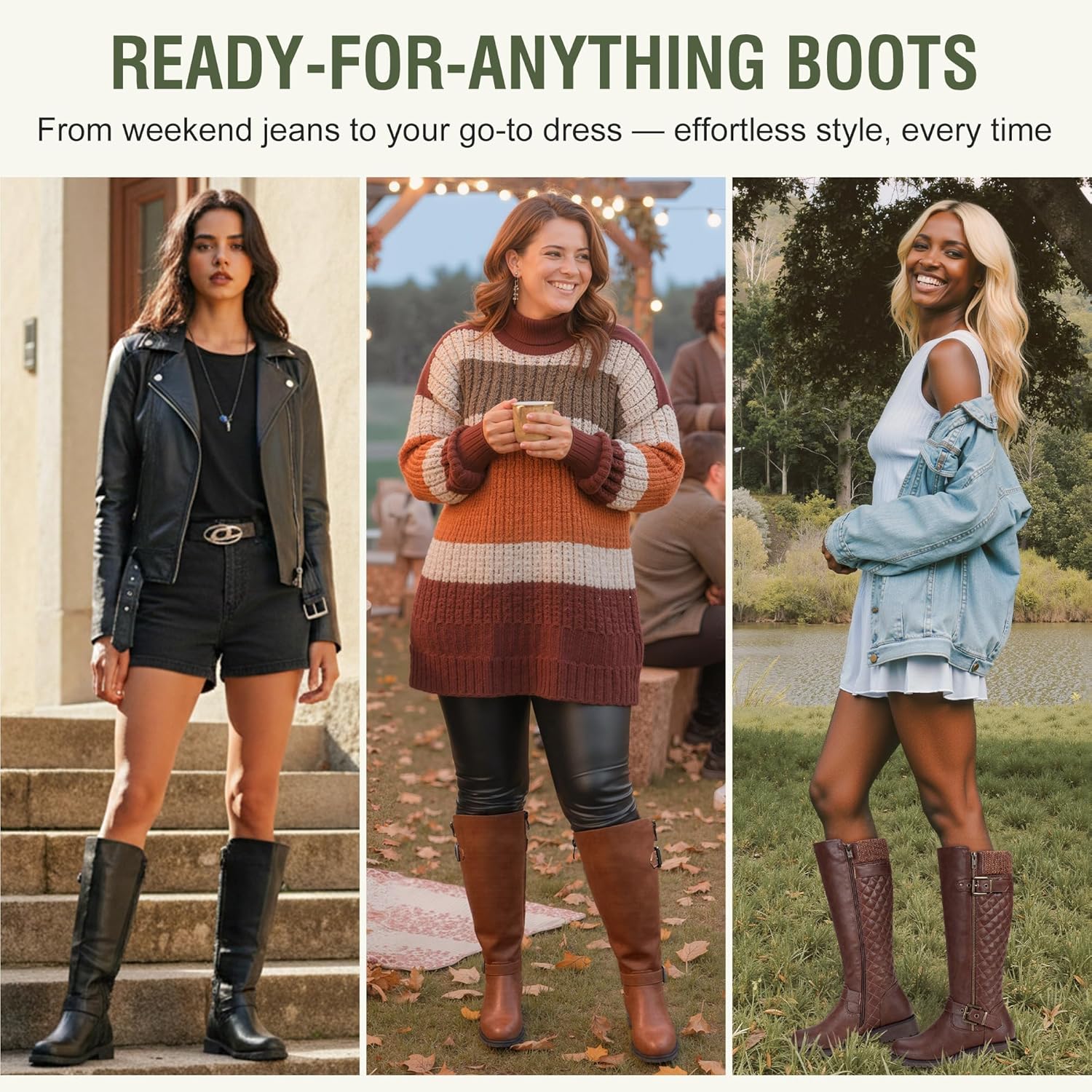 Jeossy Women's 950 Knee High Riding Tall Boots, Comfortable with Metal Buckle and Zipper Boots with Wide Calf and Wide Widths