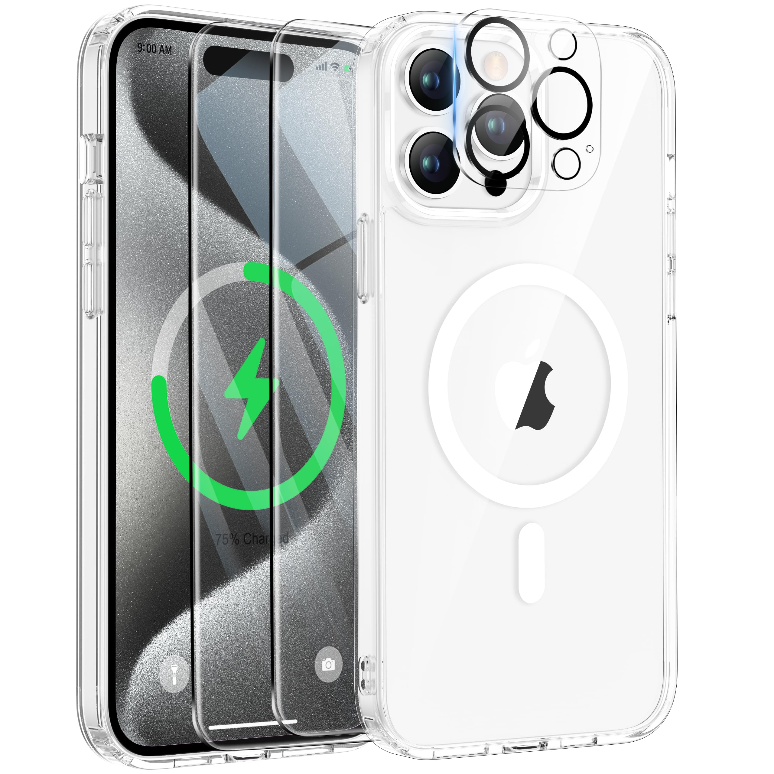 ORETECH Hülle für iPhone 17/17 Pro Max/16 Plus/15 Pro/14/13/12/11/XR/X/SE mit 2 Schutzfolie