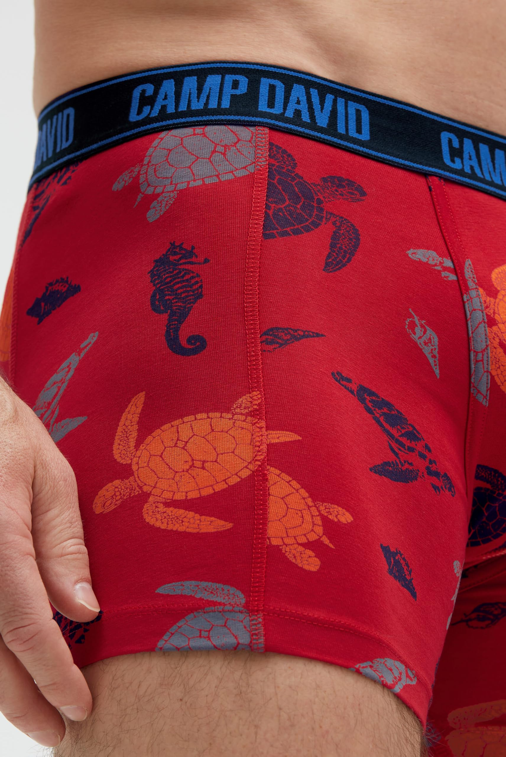 Camp David Herren Boxershorts 2er-Pack, Baumwoll-Stretch mit All Over Print und elastischem Logobund, Oeko-TEX Zertifiziert