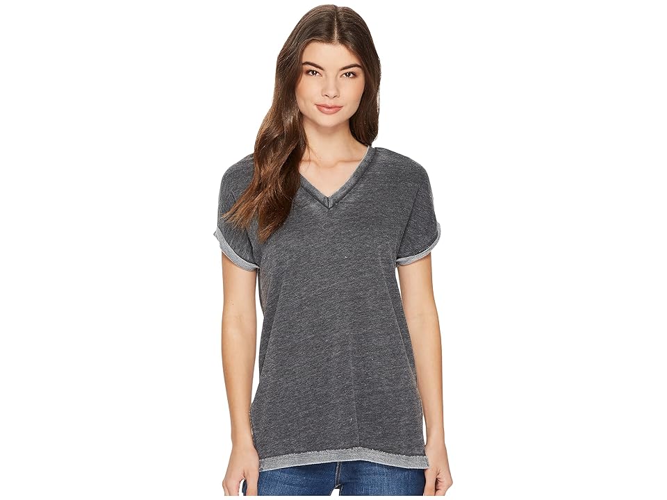 

Alternative Burnout French Terry Co-Ed Deep V Tee (Washed Black) Women's T Shirt