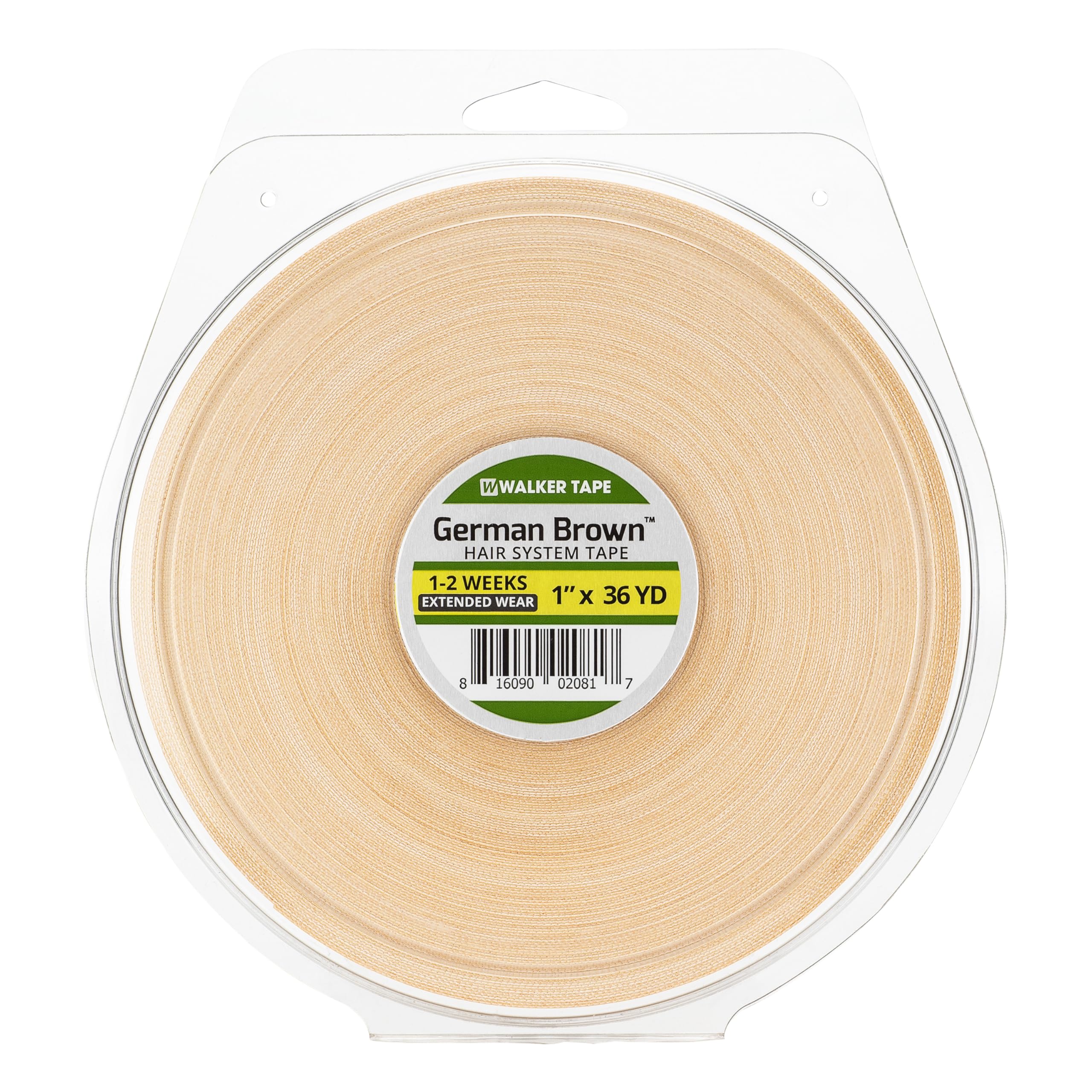 Walker Tape German Brown Tape Roll 1" x 36 Yards, Firm Barrier for Hard Bond Adhesives, Low Residue Protective Strip for Poly Bases, Toupee Systems and Professional Hairpiece Application Support