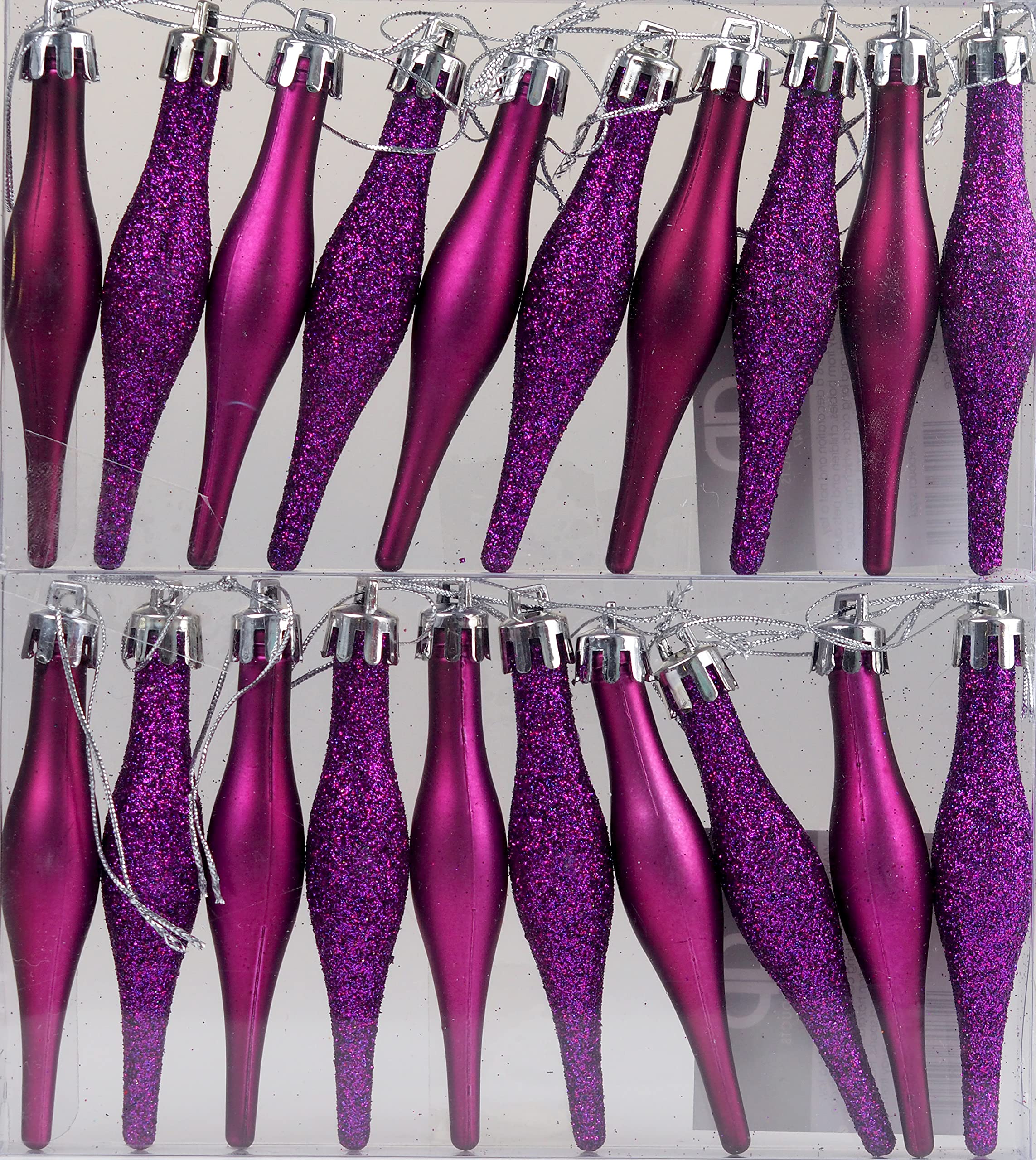 Set Of 20 Christmas Tree Tear Drop Droplet Baubles Decorations - Purple