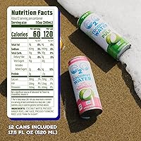 Vista 2 de C2O - Agua de coco con jengibre, lima y cúrcuma (paquete de 12) - Hecho con agua de coco fresca - A base de plantas - Sin OMG - Agua enlatada