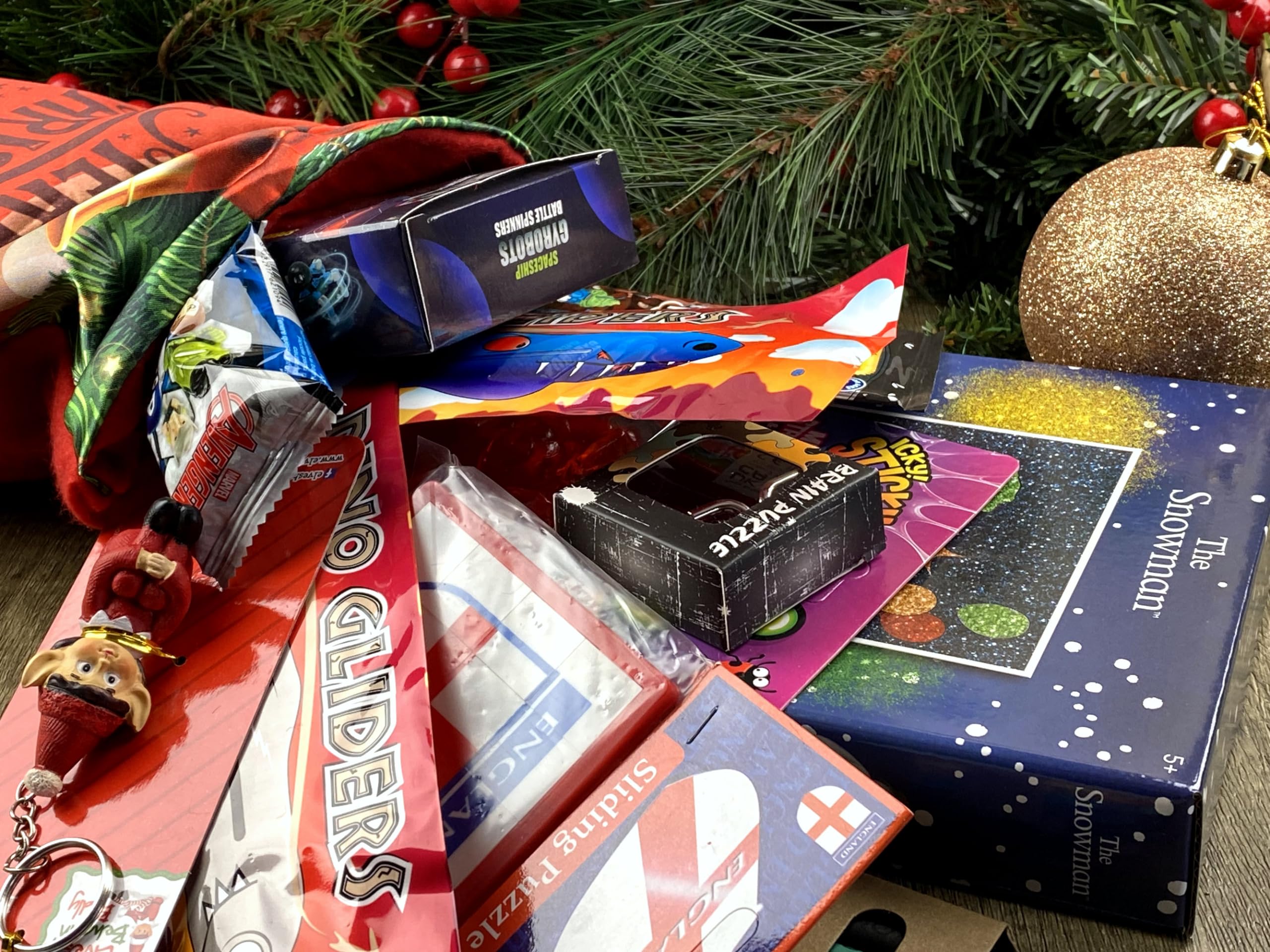 Boys Pre Filled Christmas Stocking Stuffed With 12 Novelties & Gifts, Red - Image 4
