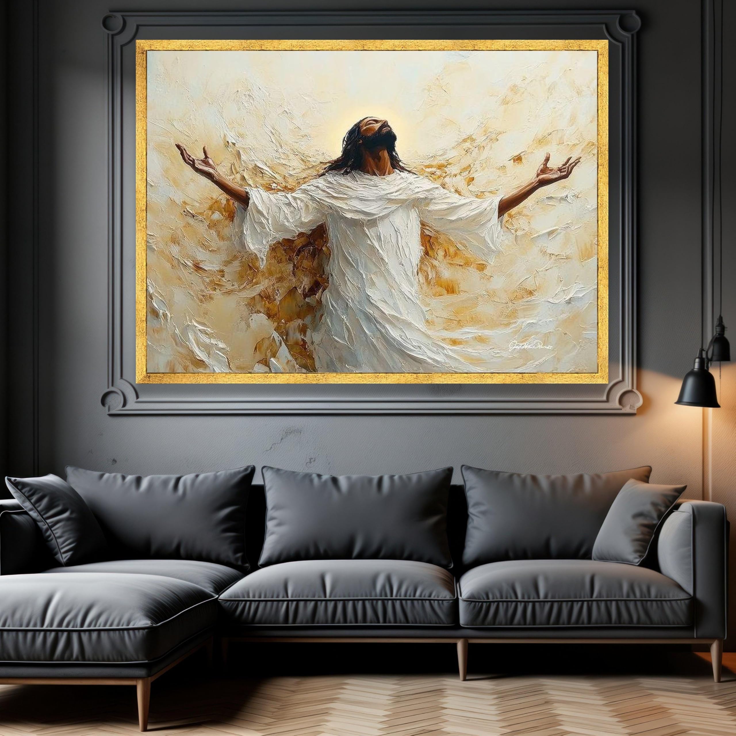 CAOXTART Inspirujący obraz na płótnie, sztuka ścienna z Jezusem, obraz religijny, wiara i nadzieja, plakaty i wydruki, chrześcijańska dekoracja domu (70 x 110 cm)