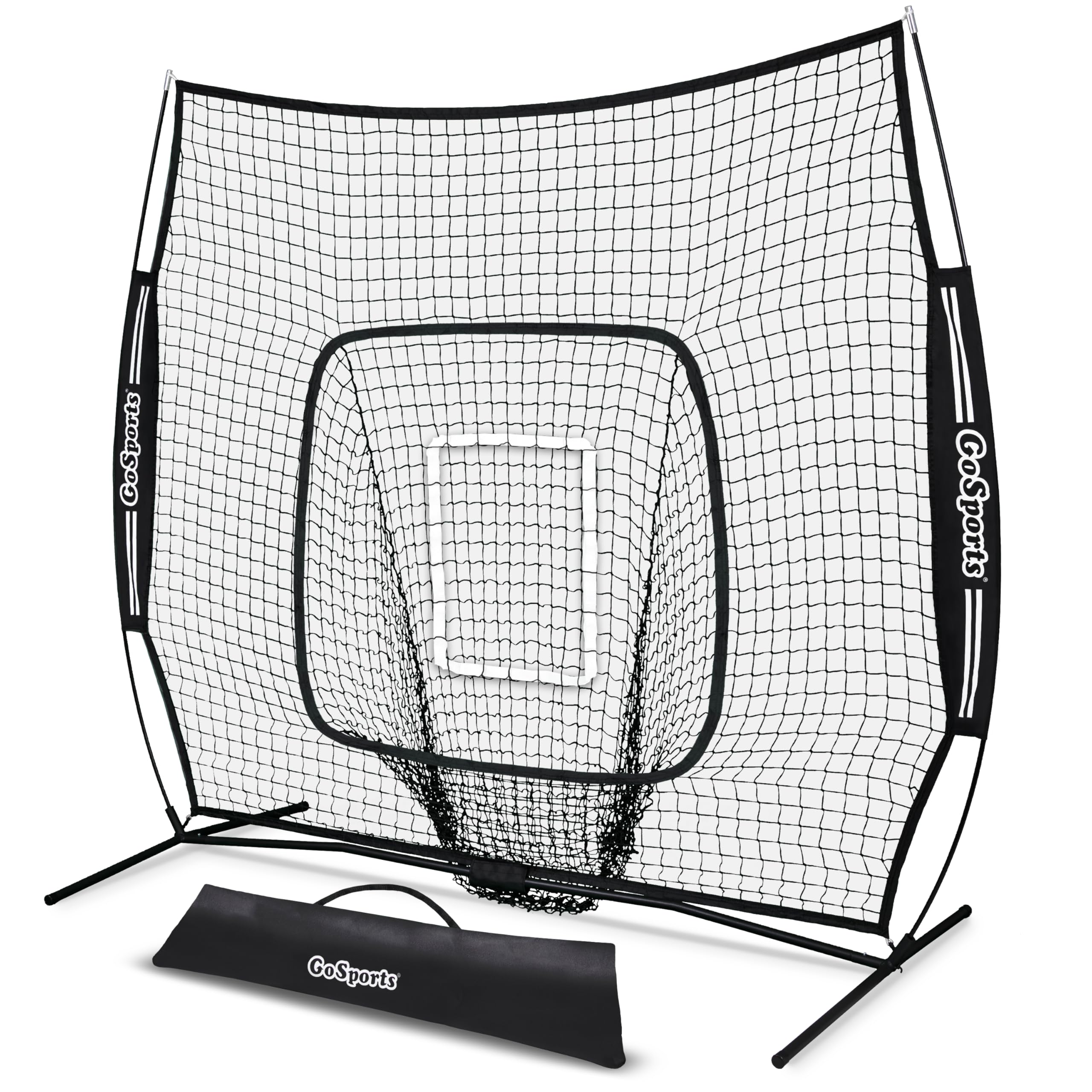 GoSports Red de béisbol y sóftbol Juvenil de 6 x 6 pies, Red de práctica de Golpear y lanzar con Marco Tipo Arco, Bolsa de Transporte y Zona de Golpe