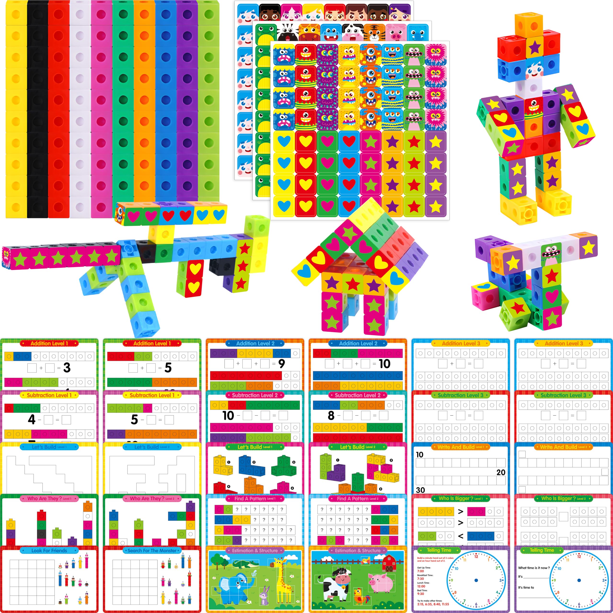 Math Manipulatives Counting Blocks Math Linking Cubes, Set Of 100 Math ...