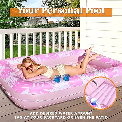 Miniatura 3 de Sloosh Flotador inflable para piscina de bronceado para adultos, 85 x 57 pulgadas, flotadores extra grandes de 85 x 57 pulgadas, flotadores para