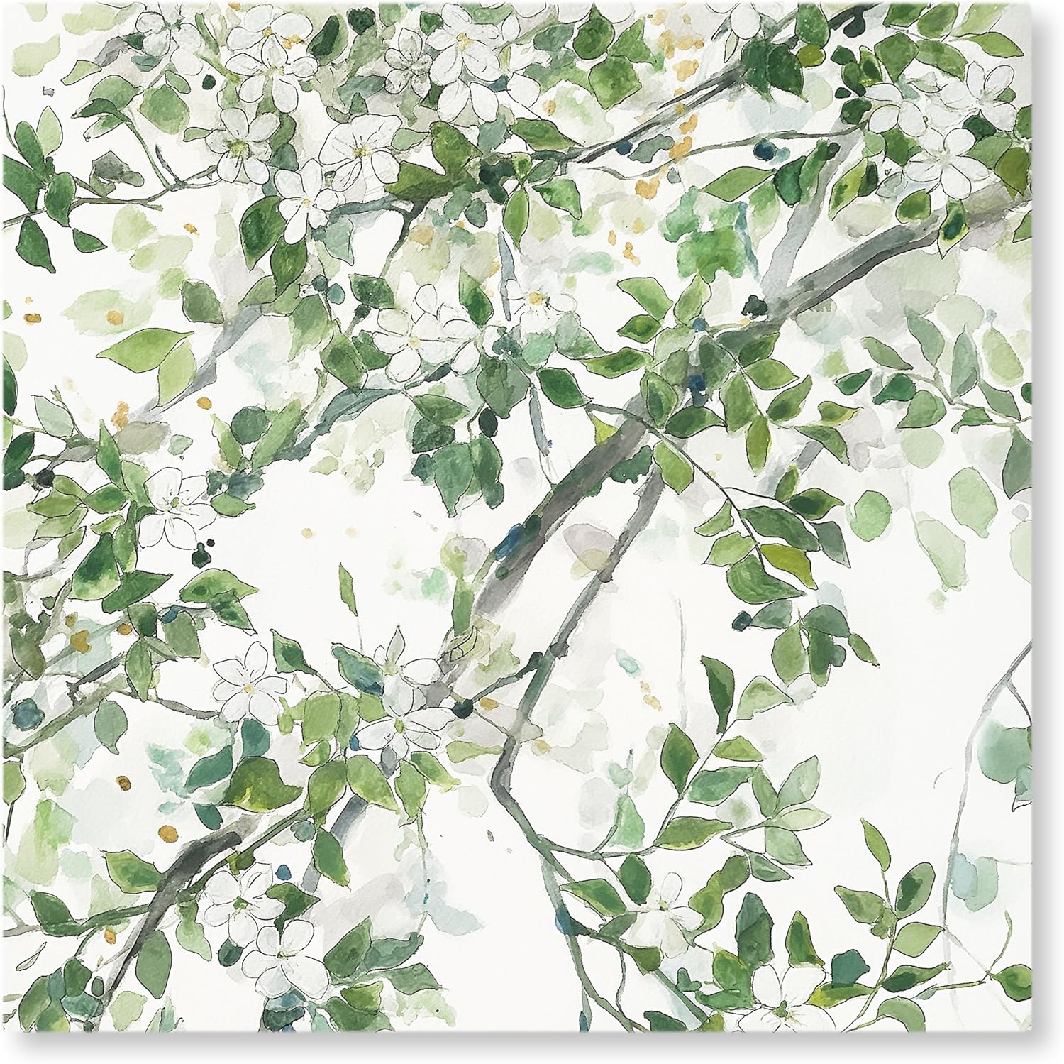 Green Leaves Wall Art Plant Wall Art Canvas Print, 1.25