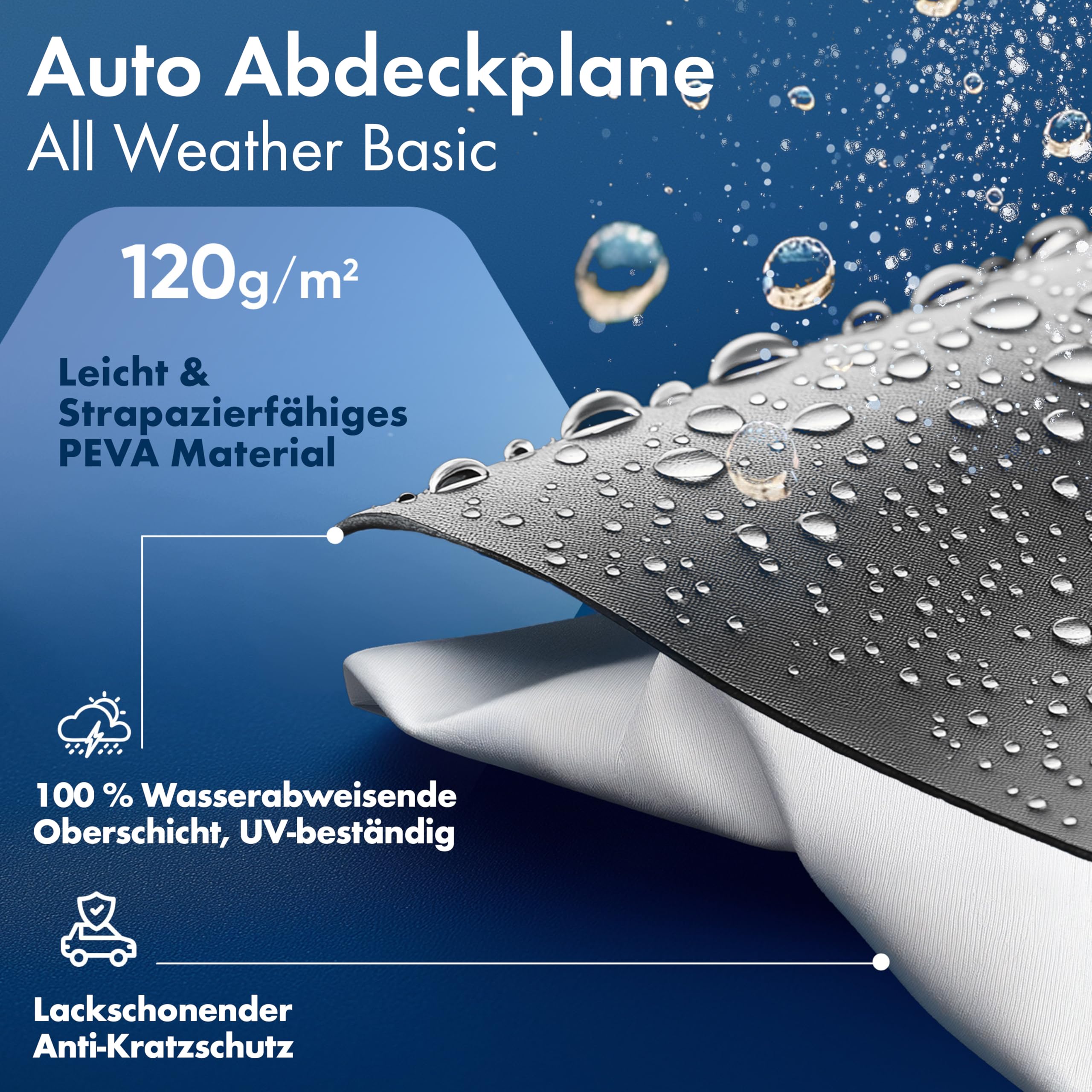 Walser Abdeckplane Auto All Weather, Abdeckung wasserdicht, 100% wetterfeste PKW Garage Zelt Sommer/Winter, Autoabdeckung Outdoor, Schutzdecke wasserdicht, Autoplane Vollgarage Größe 6 Kombi Silber