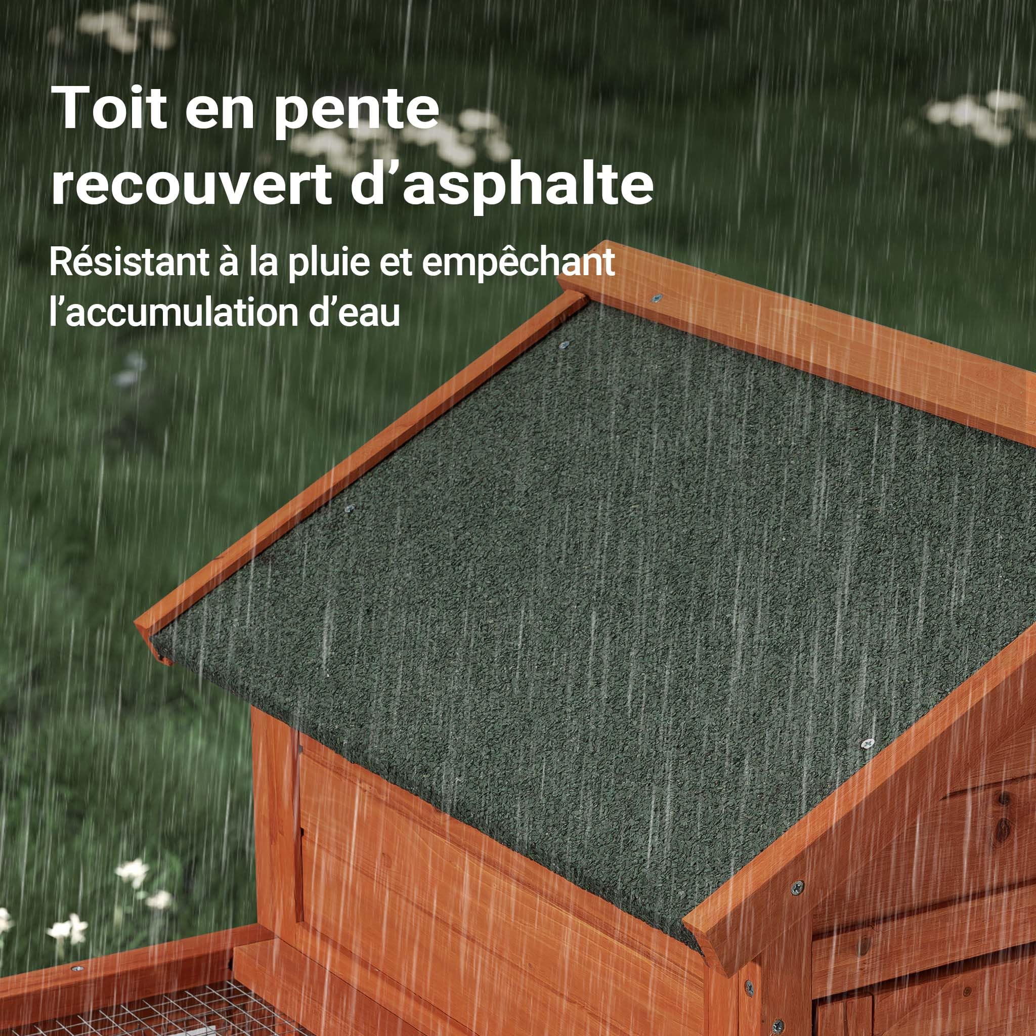 Wiltec Clapier – 1220 x 630 x 920 mm – 2 étages – Toit bitumé – Bois Sapin – avec Rampe, Enclos et bac Amovible – Abri Cage pour rongeurs Poulailler Lapinière Nichoir Espace Libre pour Petits Animaux