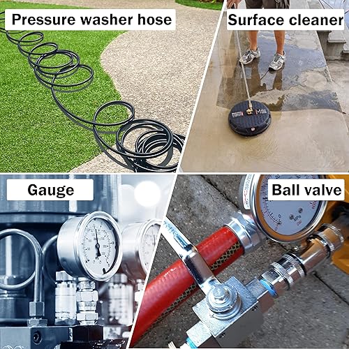 Miniatura 7 de M MINGLE Adaptador para lavadora a presión, 2 juegos de accesorios de conexión rápida de 3/8 pulgadas, accesorios de lavadora a presión de acero