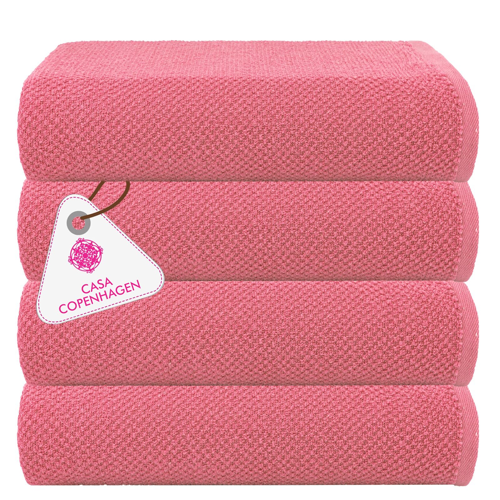 Toallas de baño de algodón egipcio Casa Copenhagen en juego de regalo XL rosa