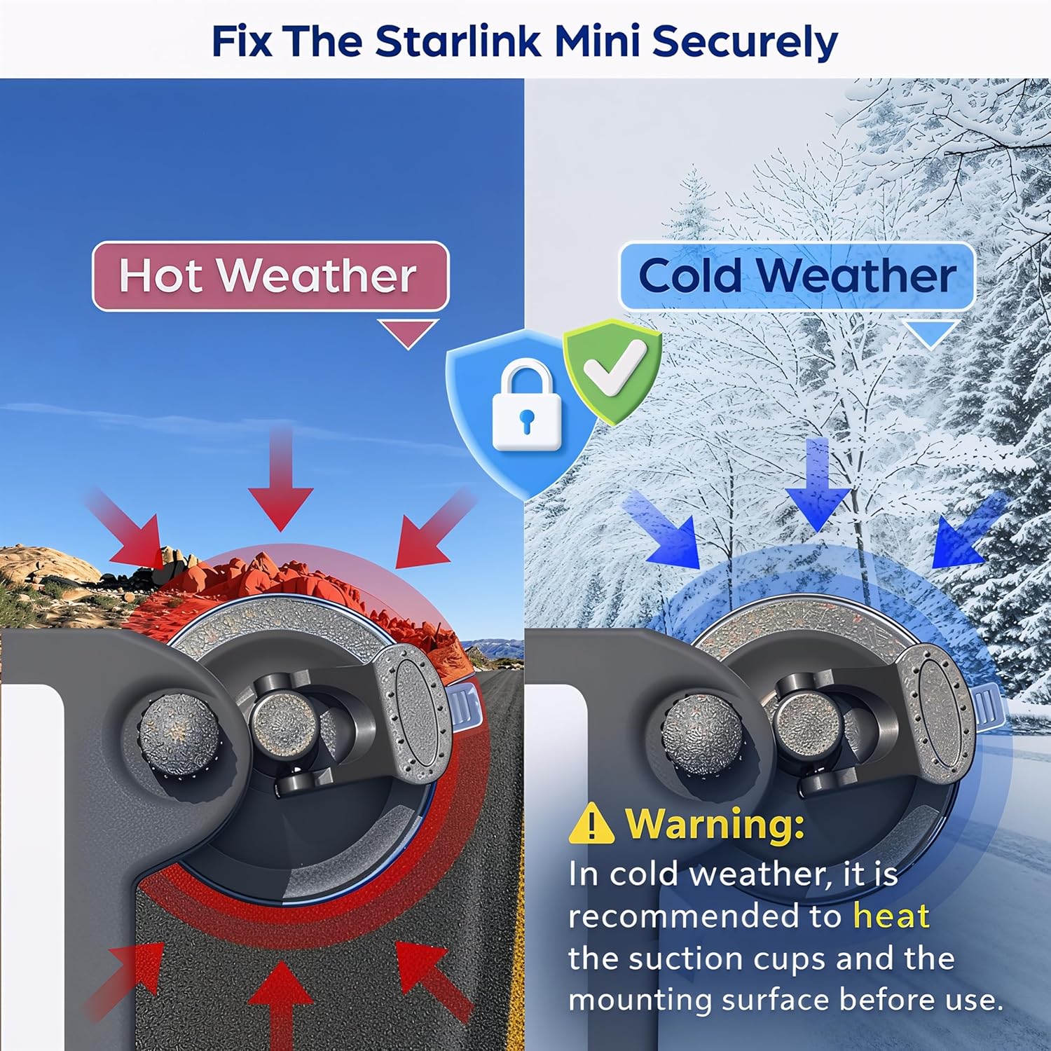 Starlink Mini Car Mount – Silicone Suction Cup Holder for Vehicle Roof or Window – No Metal Scratch-Free Secure Mounting Design Ensure Stable Satellite Signal for RVs, Boats and Road Trips
