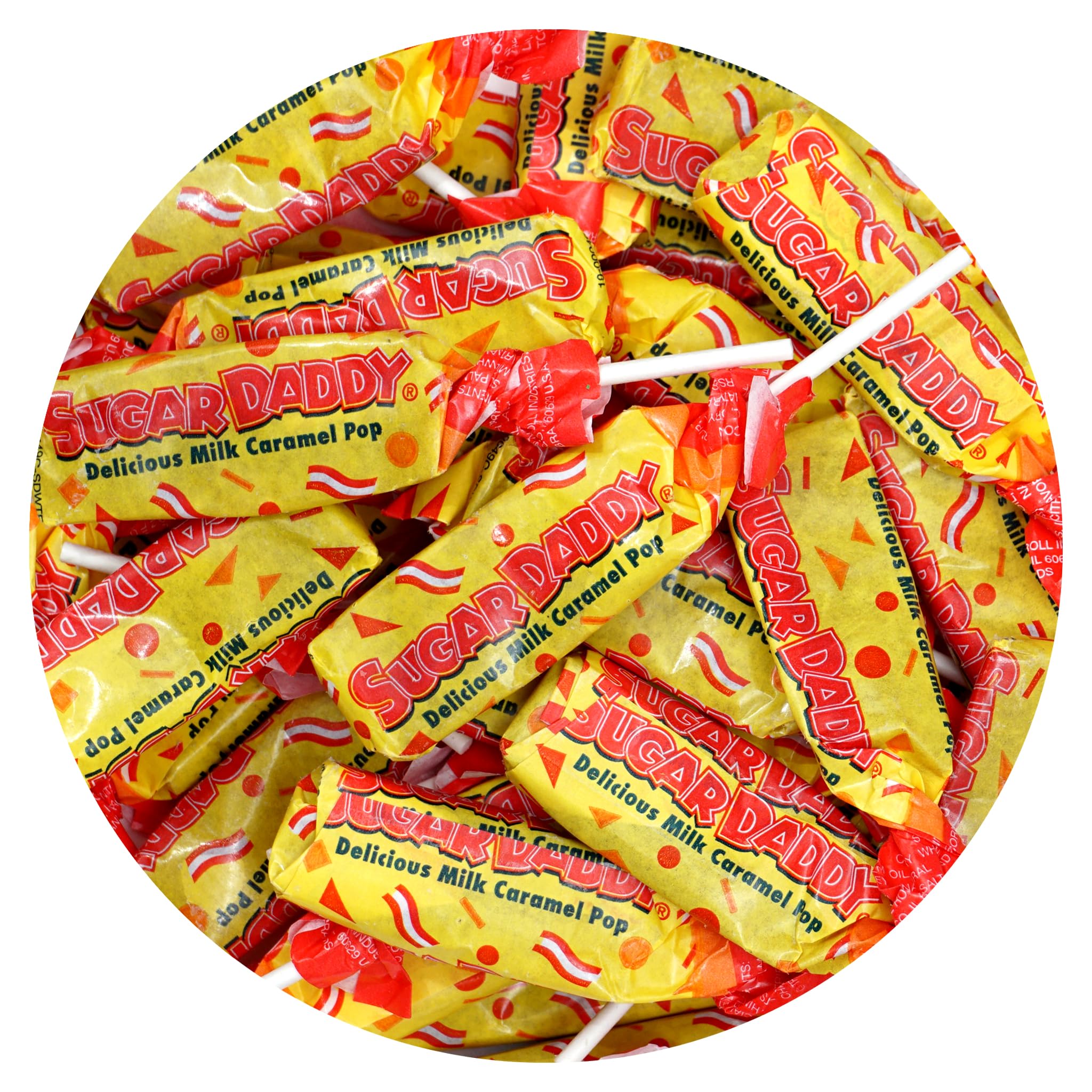 The Hampton Candy Company Sugar Daddy Milk Caramel Pops, 2 Pound Bulk Bag (Approx. 65 Lollipops) Caramel Lollipops, Sugar Daddy Suckers