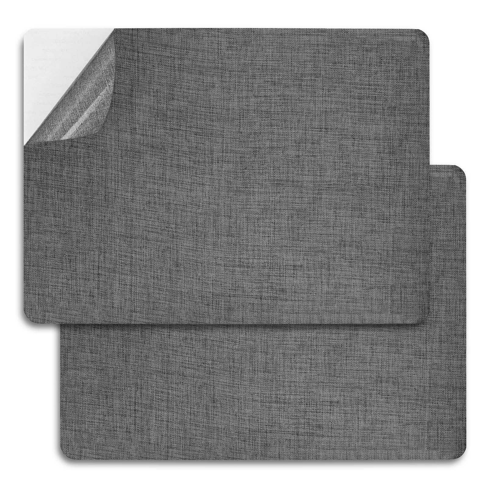 Fabric Repair Patches 2 Pcs 28x20.5 cm Self Adhesive Linen Repair Tape for Clothing, Down Jacket, Sofas, Tent, Sleeping Bag, Car Seats (Dark Grey)