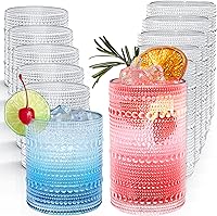 AltarreT Vintage Hobnail Glasses Set of 12: 12oz Highball & 10oz Cocktail Tumblers, Embossed Clear Glassware for Beer, Whiskey, Juice, Cocktails