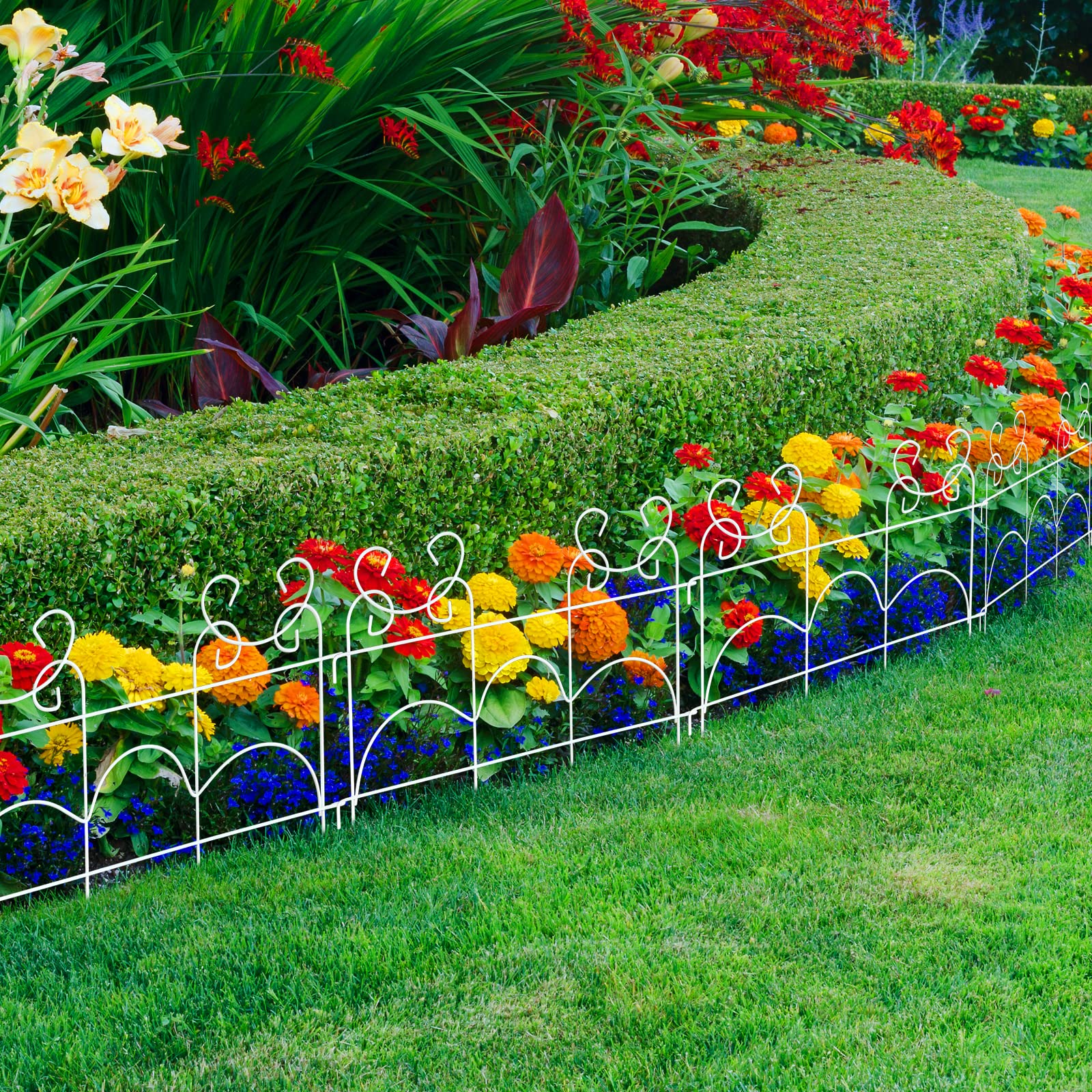 Borde de jardín de 13 pulgadas de alto x 17 pulgadas de ancho, (paquete de 20), longitud total de 28 pies, valla de metal inoxidable para exteriores, patio, césped, cama de flores
