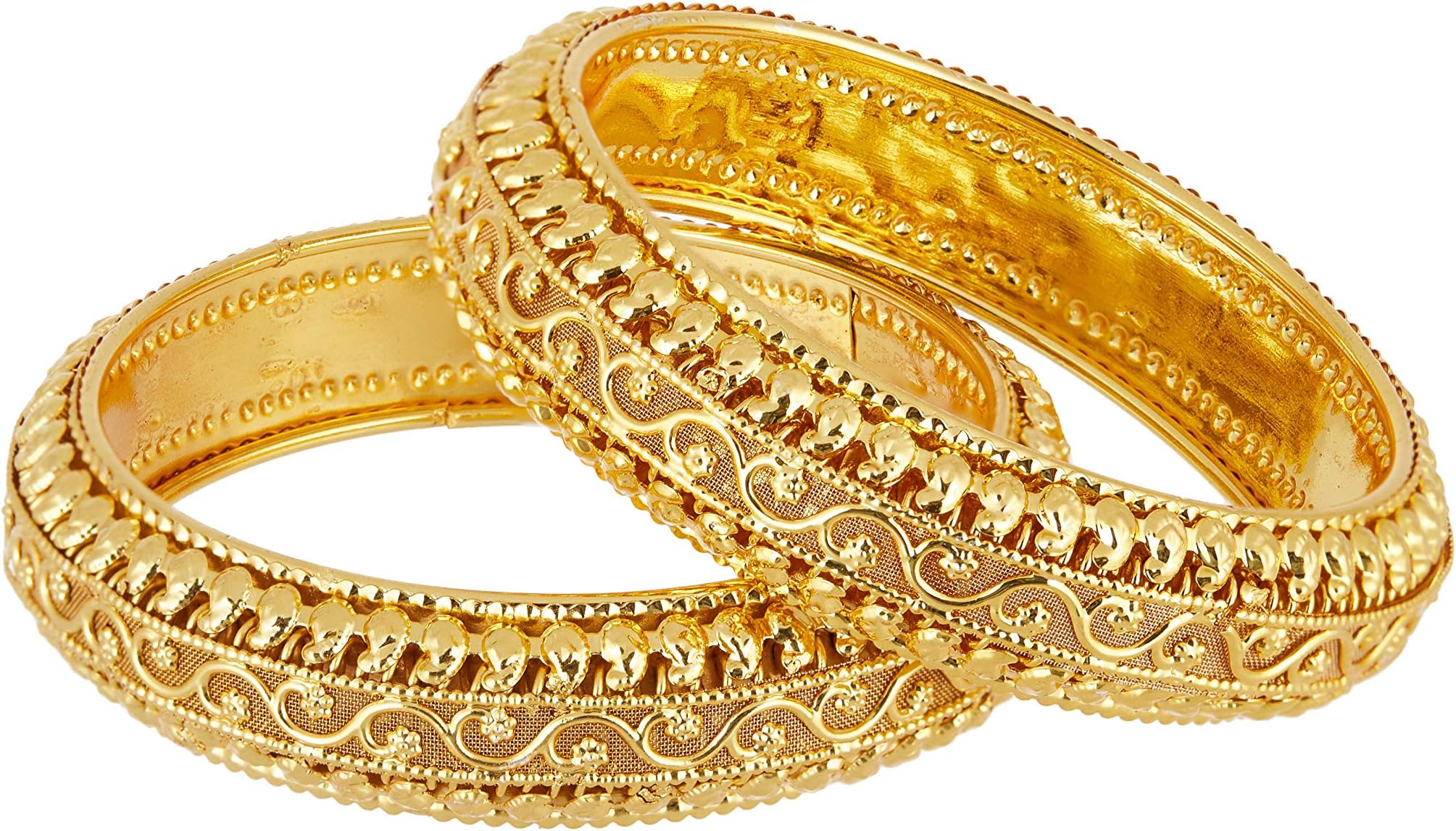 Bangle Gold Plated American Studded Royal Style Broad Golden Antique Kada Bangle Jewellery Combo Of 2 For Girls & Women