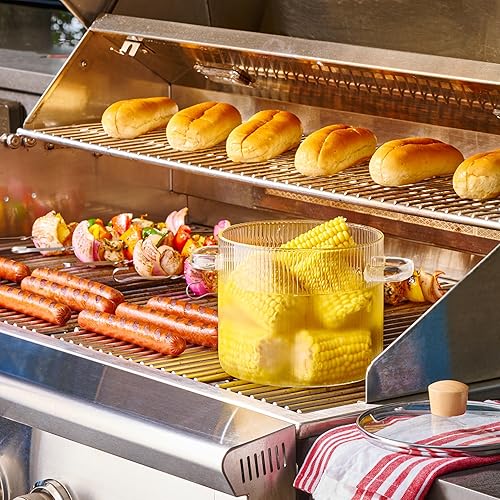 Miniatura 4 de Le'raze Olla de cocina de vidrio con tapa, 2 L (68 onzas), resistente al calor, juego de ollas de cocina de vidrio de borosilicato, olla a fuego