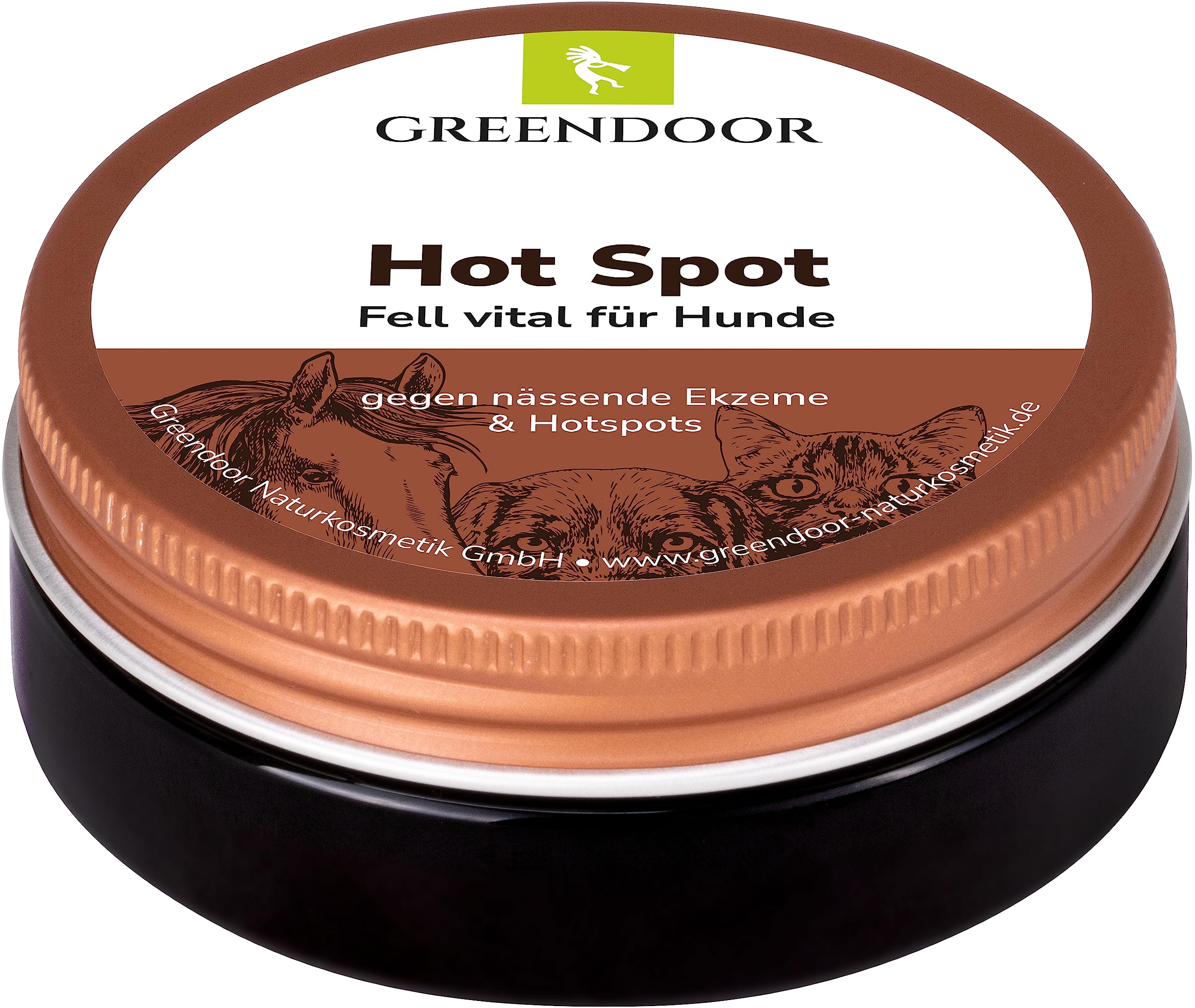 GREENDOOR Hot Spot Balsam 50ml, Fell vital Hund, bei punktuellen Entzündungen, Linderung des Juckreizes, Regeneration der Haut
