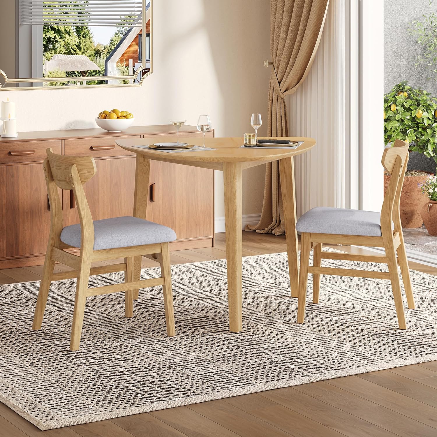 AHLHHOME 3-Piece Triangular Wood Patio Table Set Review: Ideal Small Garden Seating