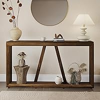 blini 55-Inch Walnut Wood Console Table - Entryway Sofa Table Behind Couch, Hallway Accent for Living Room