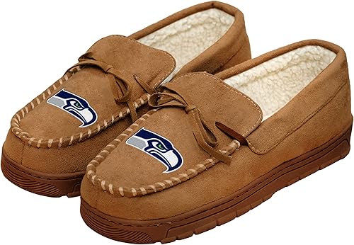 Miniatura 41 de FOCO Mens NFL Team Logo Moccasin Slippers Beige,Color del equipo