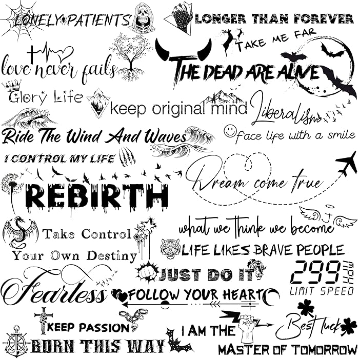 Buy LAROI 24 Sheets Lettering Temporary Tattoos For Women Men