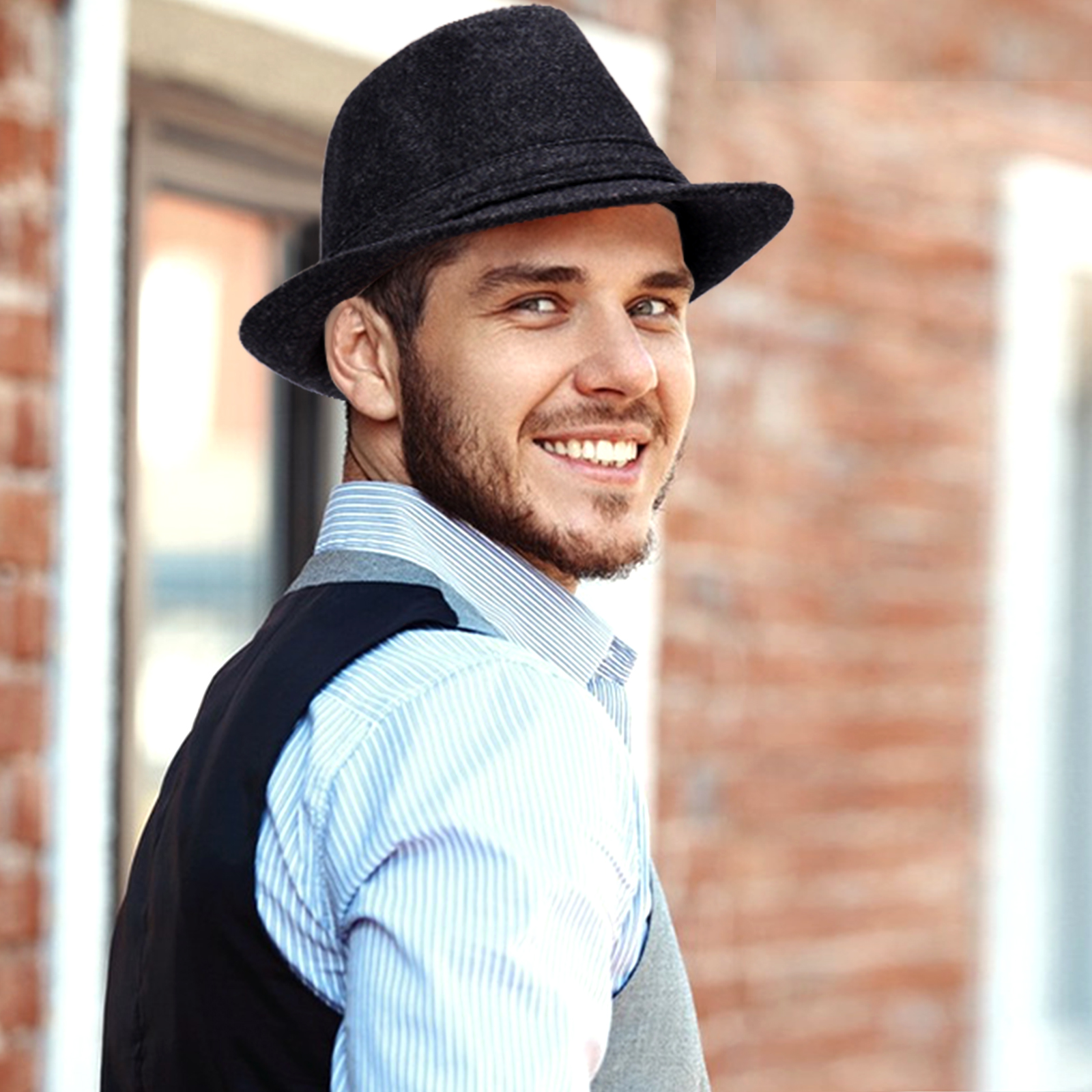 Ultrafun Fedora Hats for Men Women Short Brim Felt Winter