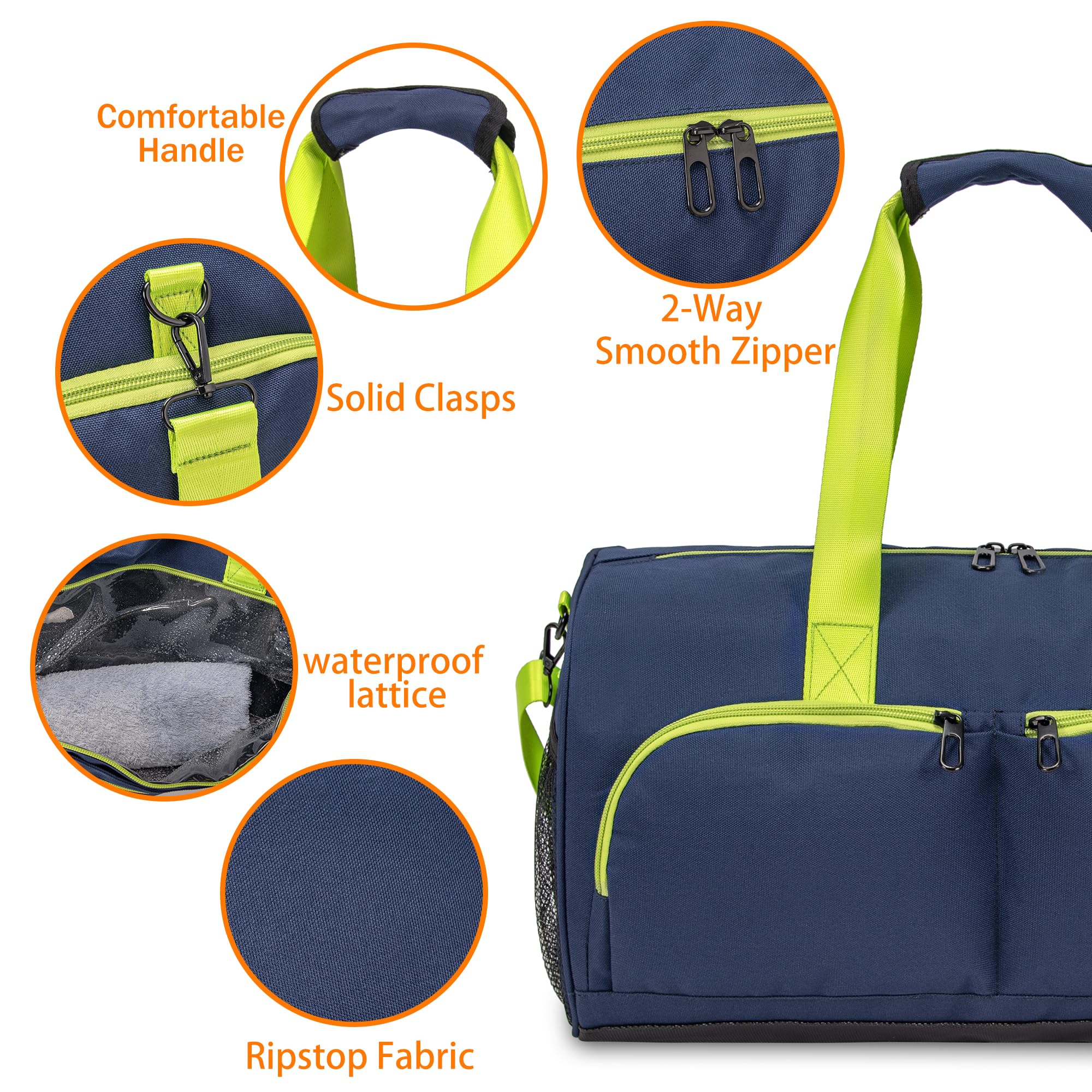 Bolsa deportiva de gimnasio, con caja de zapatos y bolsa de equipaje de tela Oxford, adecuada tanto para hombres como para mujeres, Azul, 19.69*10.24*9.84 inches