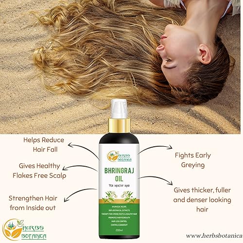 Miniatura 4 de Herbs Botanica - Aceite de Bhringraj orgánico ayurvédico para el crecimiento del cabello, aceite de hierbas Amla Aloe Vera, sésamo, hoja de curry